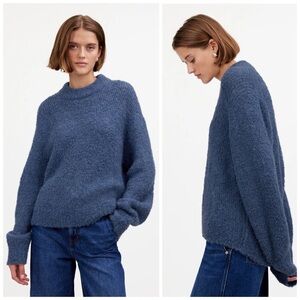 NWT Madewell Wool-Alpaca Blend Bouclé-Knit Oversized Sweater in Blue